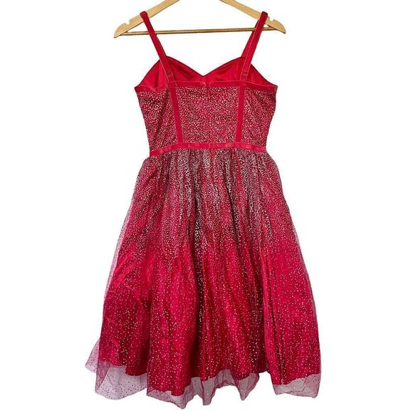 ModCloth Collectif Haute Holiday Party Swing Dress Size 6 Pink Tulle Glitter NEW - Picture 4 of 13